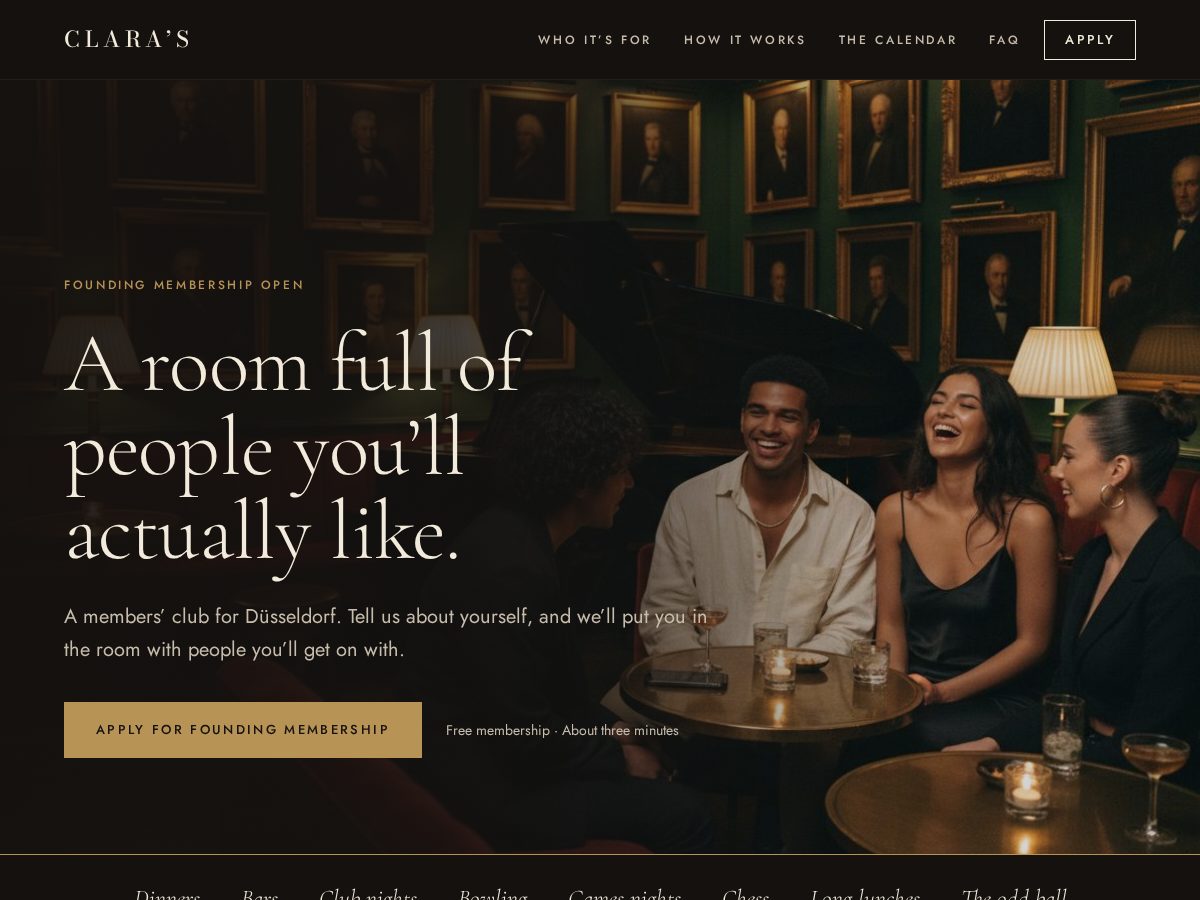 Landing-page snapshot of claras.club