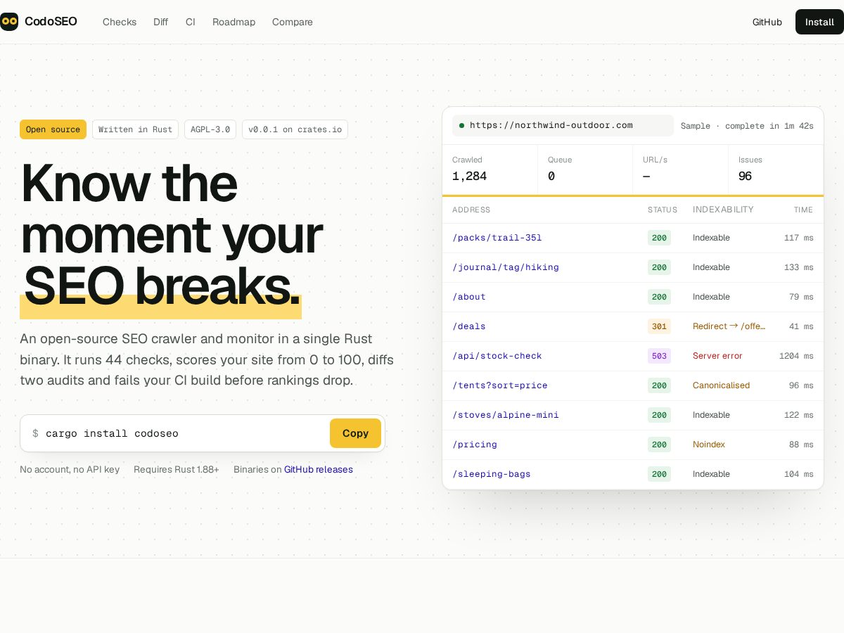 Landing-page snapshot of codoseo.com