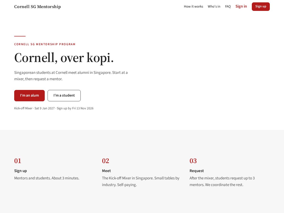 Landing-page snapshot of cornellsg.com