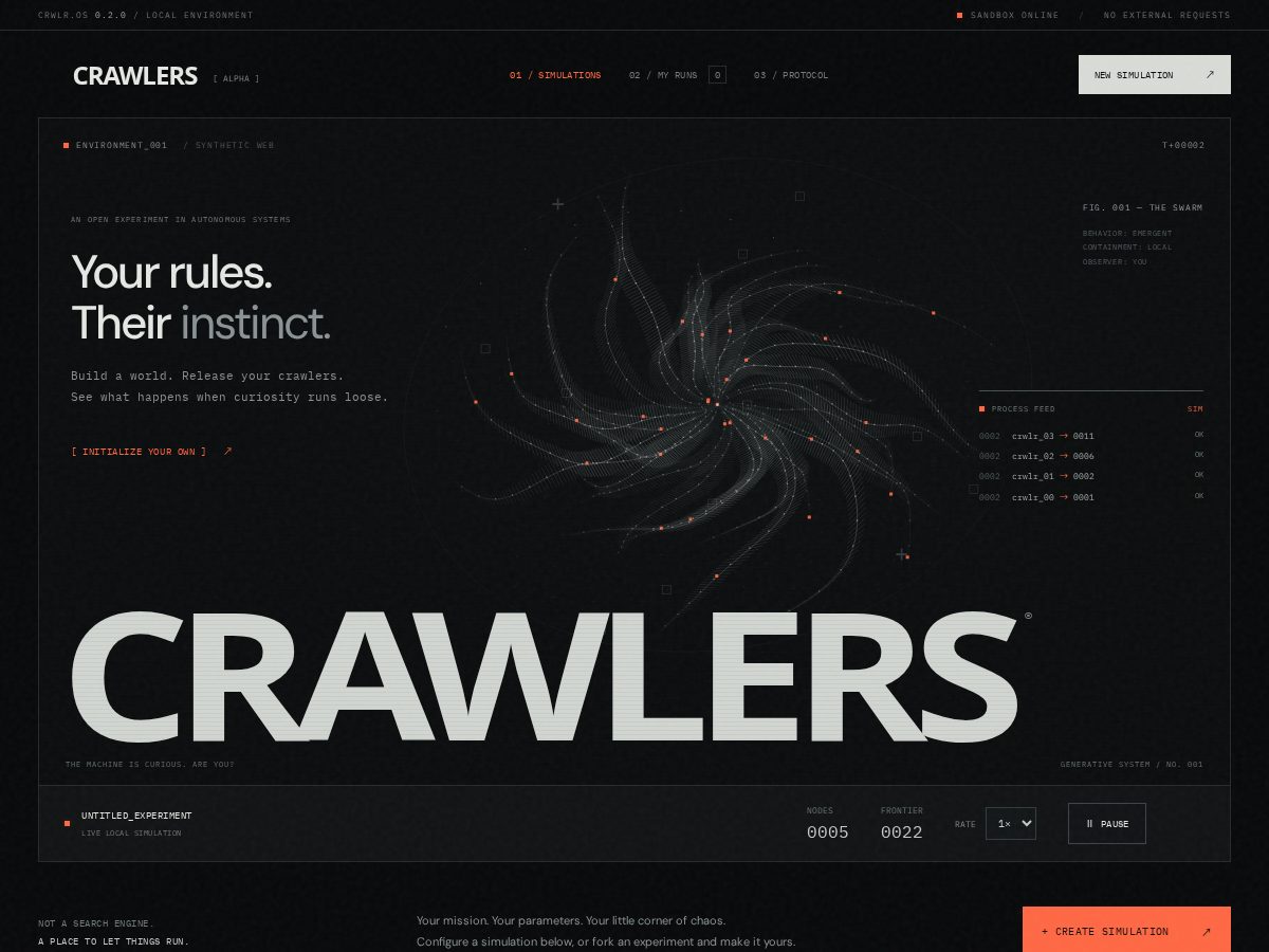 Landing-page snapshot of crawlersproject.fun