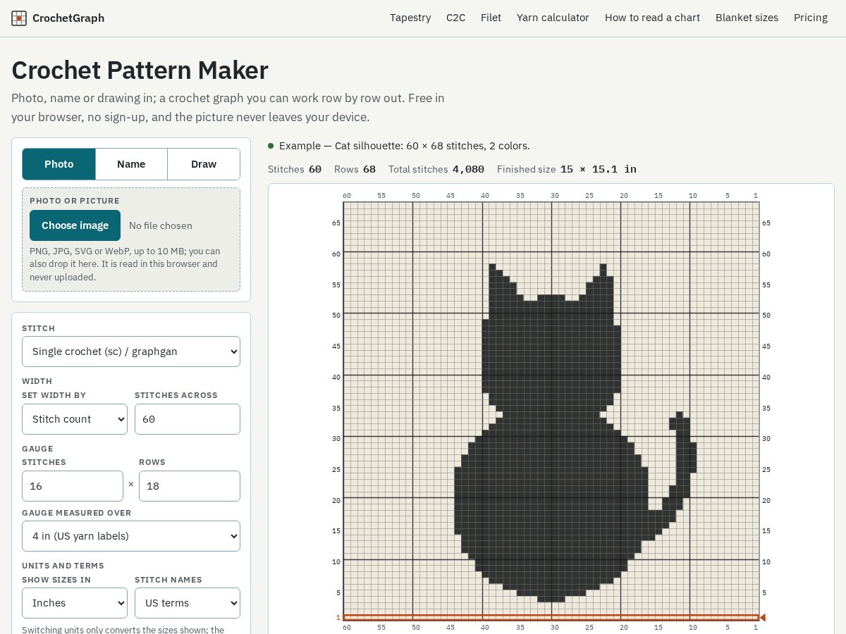Landing-page snapshot of crochetgraph.com