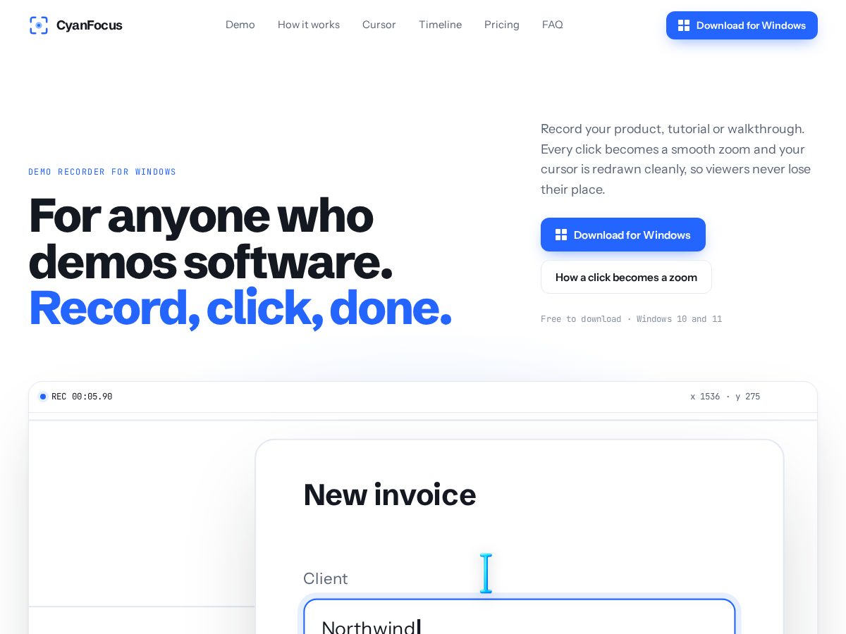 Landing-page snapshot of cyanfocus.com