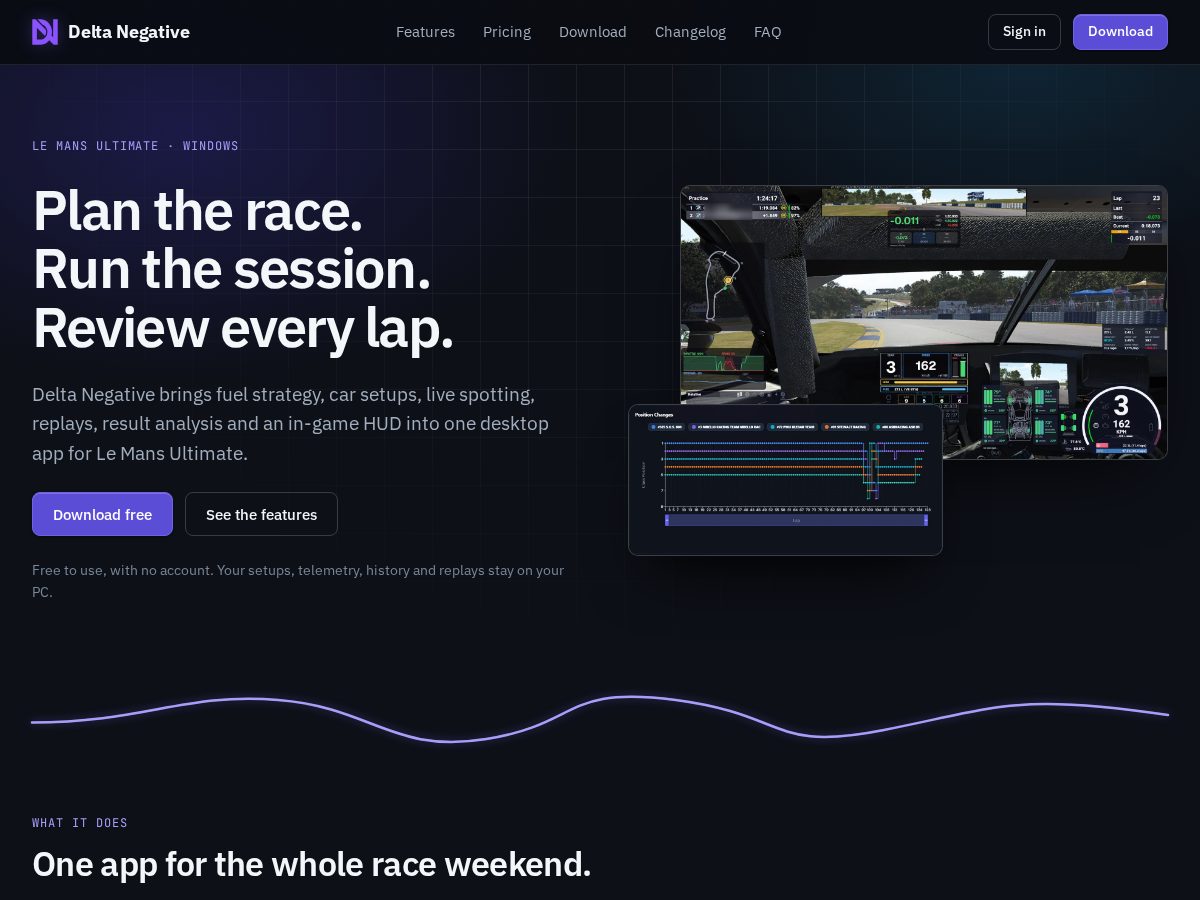 Landing-page snapshot of deltanegative.com