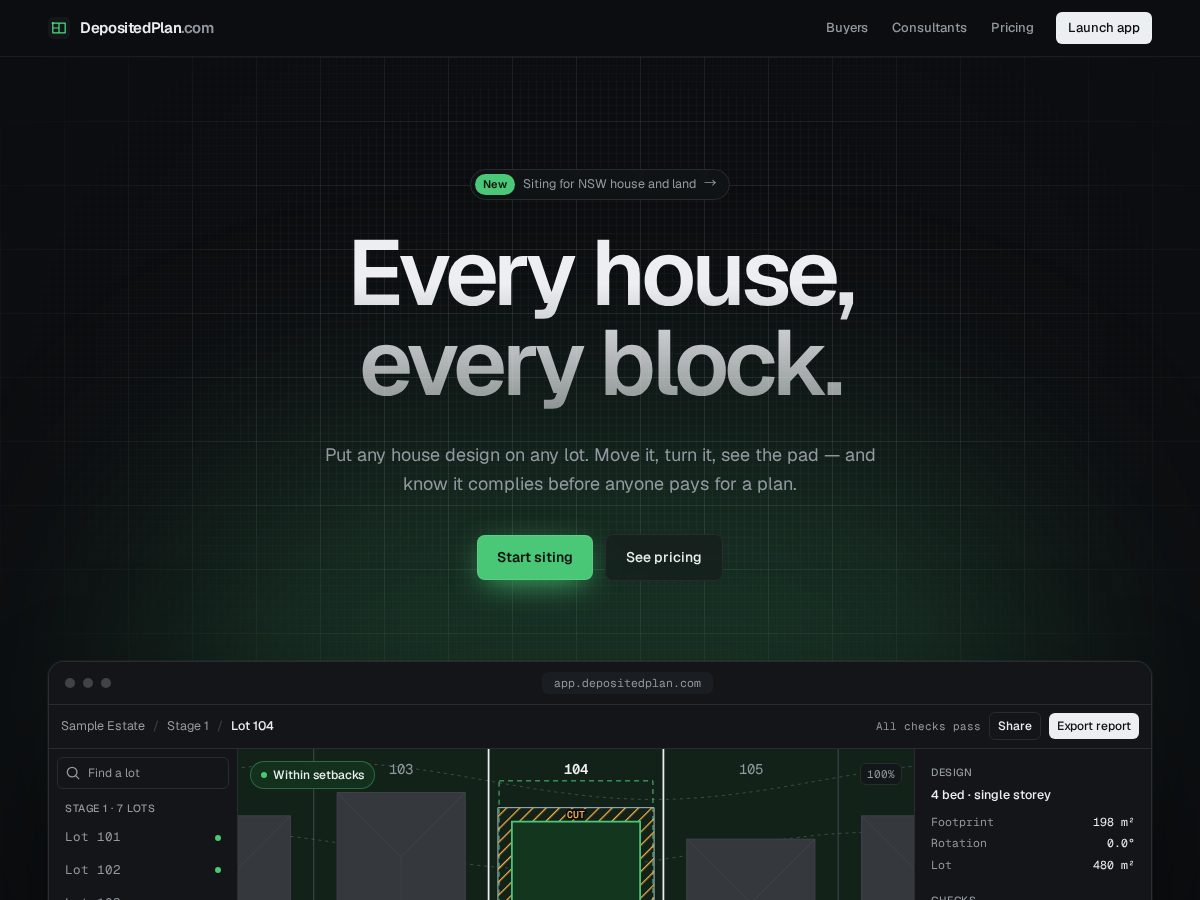 Landing-page snapshot of depositedplan.com