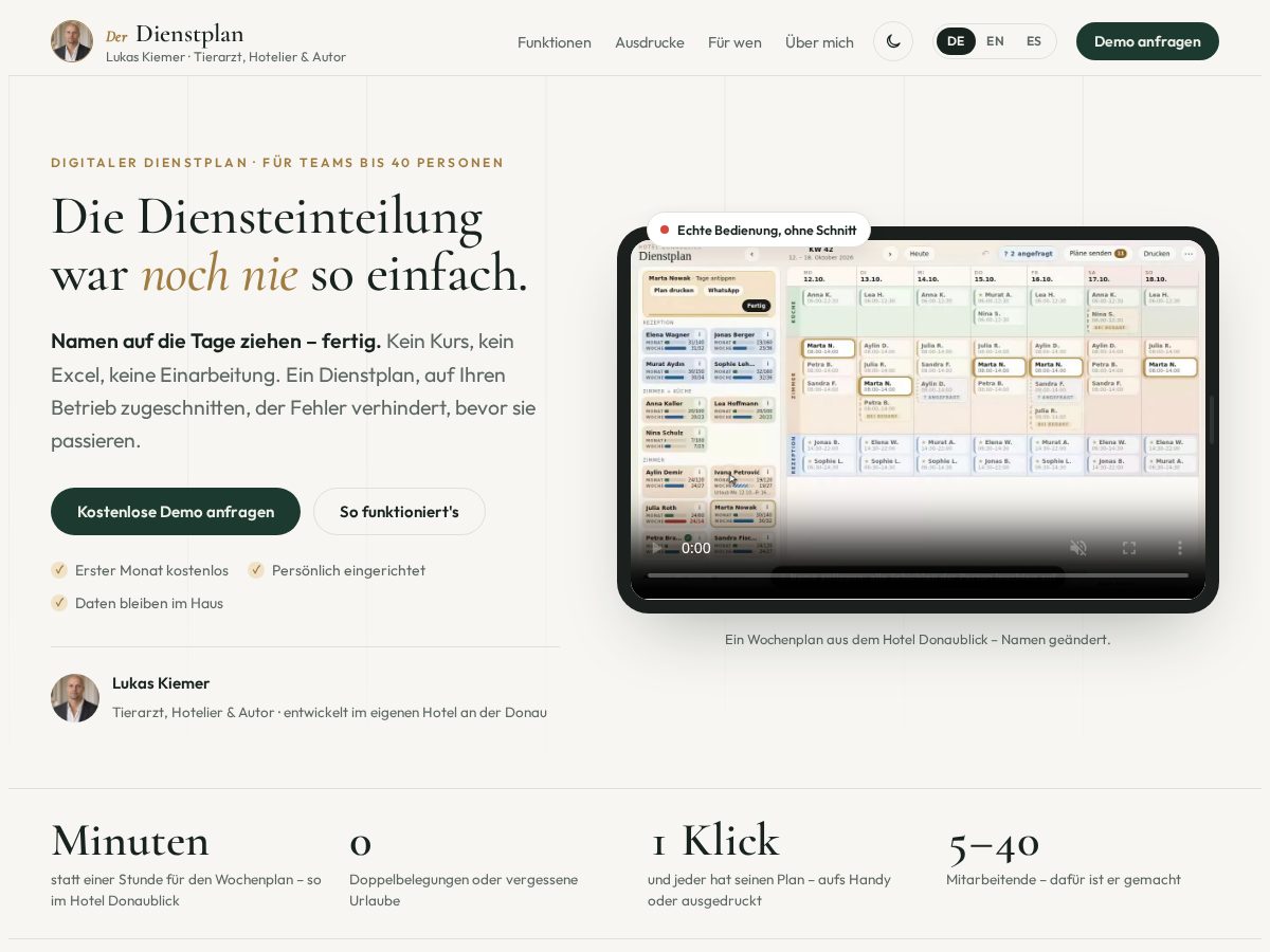 Landing-page snapshot of derdienstplan.com