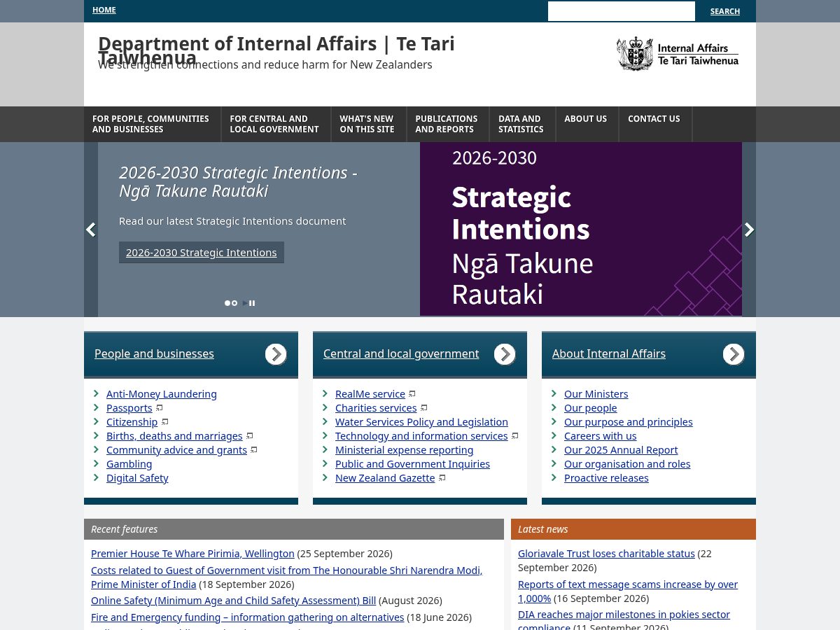 Landing-page snapshot of dia-govt.org