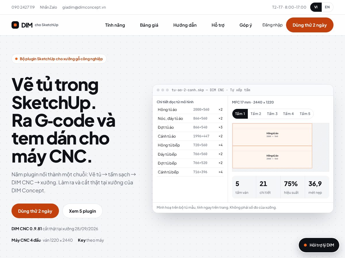 Landing-page snapshot of dimcabinet.com