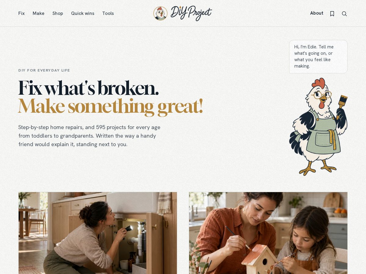 Landing-page snapshot of diy-project.com