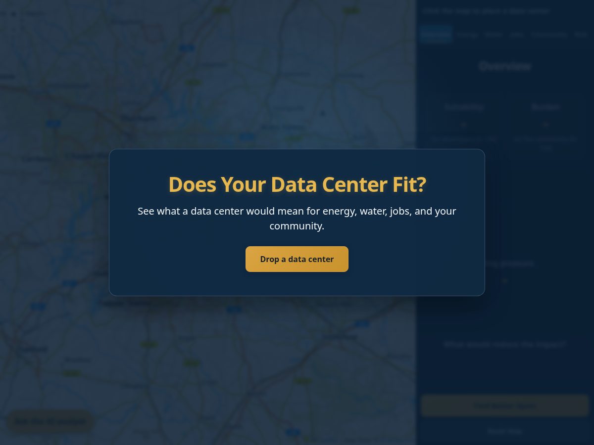 Landing-page snapshot of doesyourdatacenter.fit