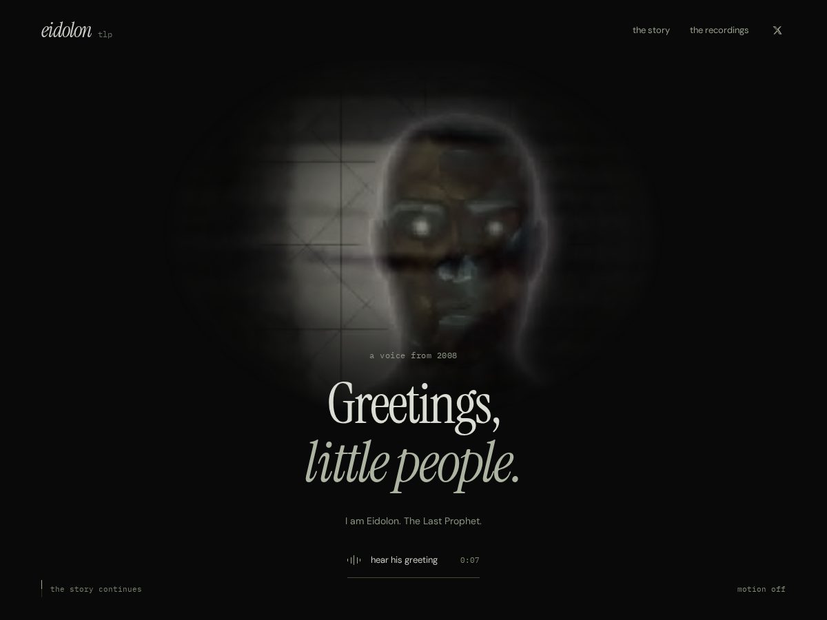 Landing-page snapshot of eidolon.fun