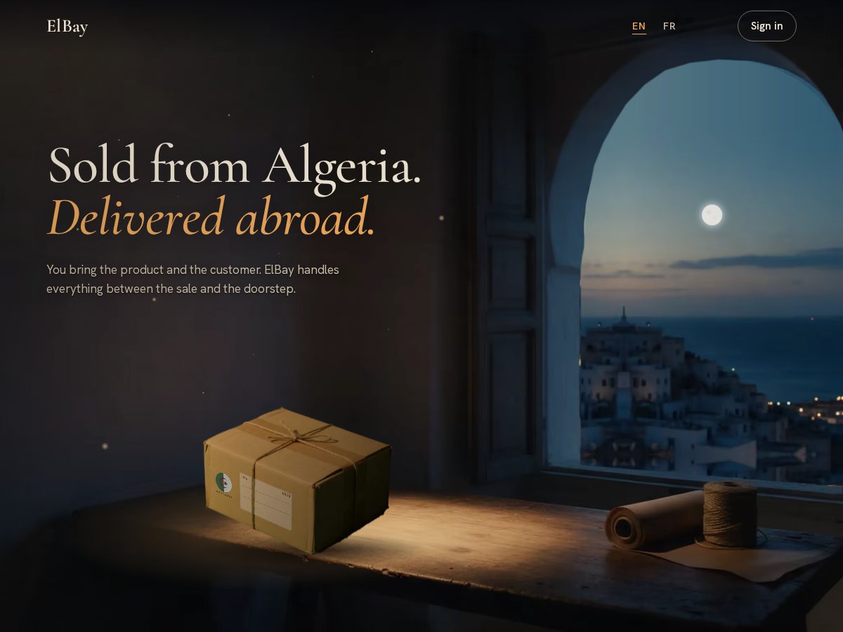 Landing-page snapshot of elbay.online