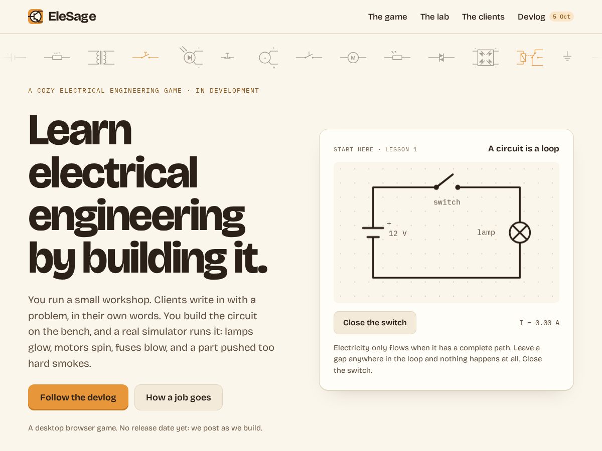 Landing-page snapshot of elesage.com