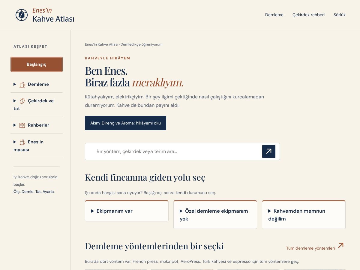 Landing-page snapshot of enesinkahveatlasi.com