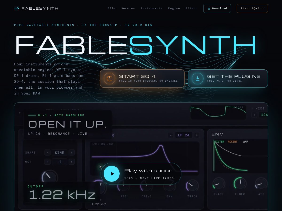 Landing-page snapshot of fablesynth.com
