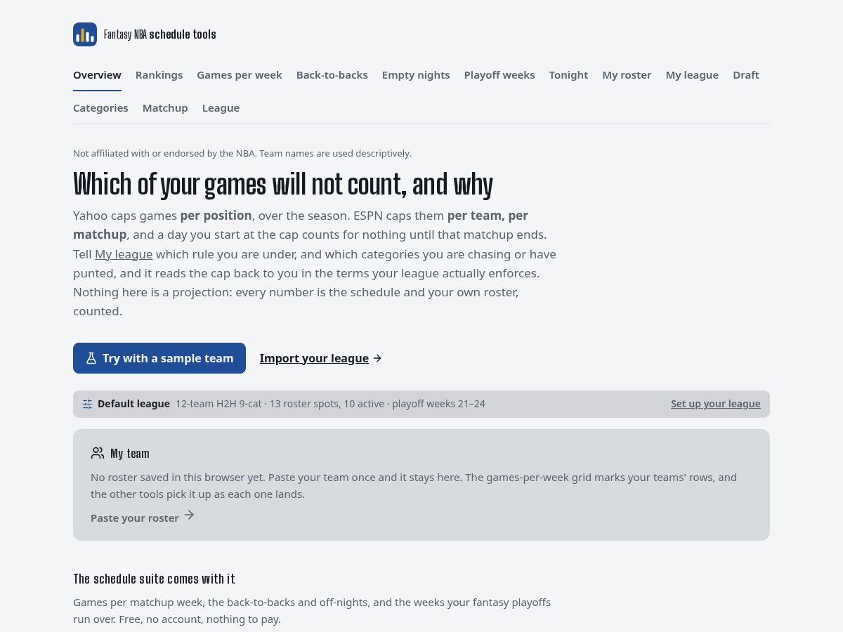 Landing-page snapshot of fantasyhoopshq.com