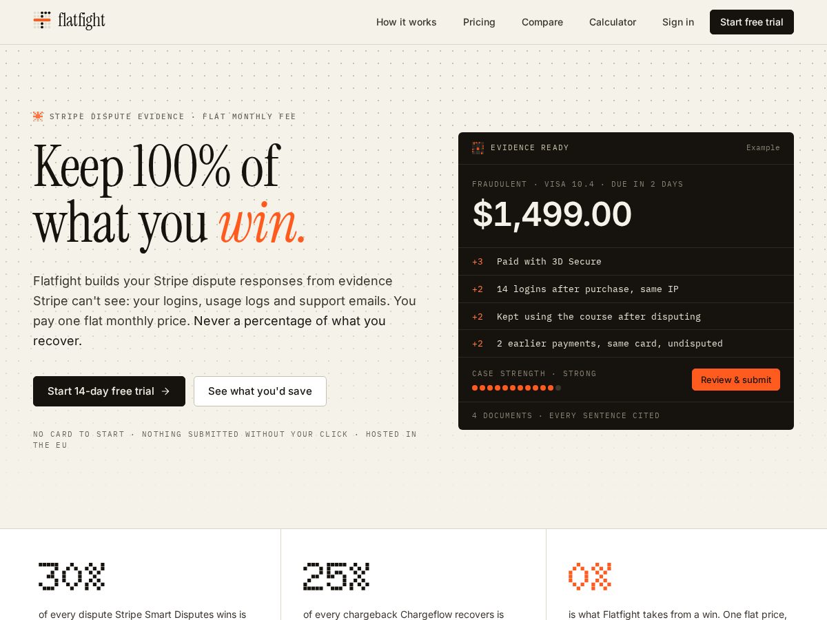Landing-page snapshot of flatfight.com