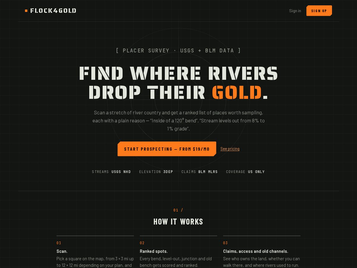 Landing-page snapshot of flock4gold.com