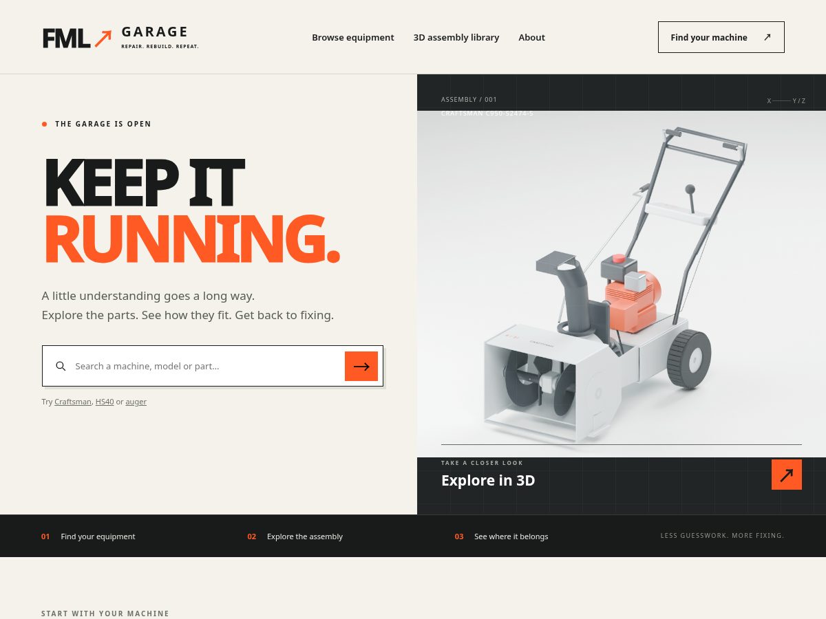 Landing-page snapshot of fmlgarage.com