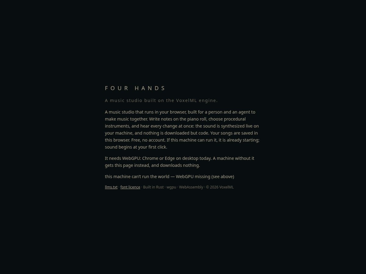 Landing-page snapshot of fourhands.studio