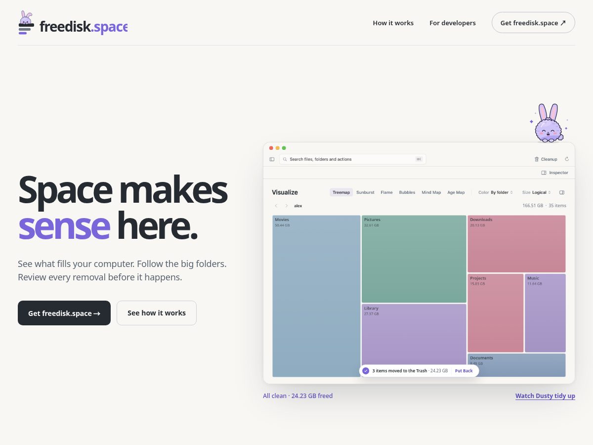 Landing-page snapshot of freedisk.space