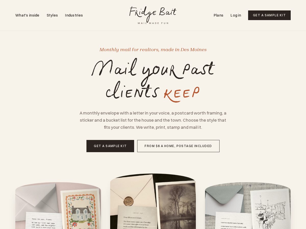 Landing-page snapshot of fridgebait.com