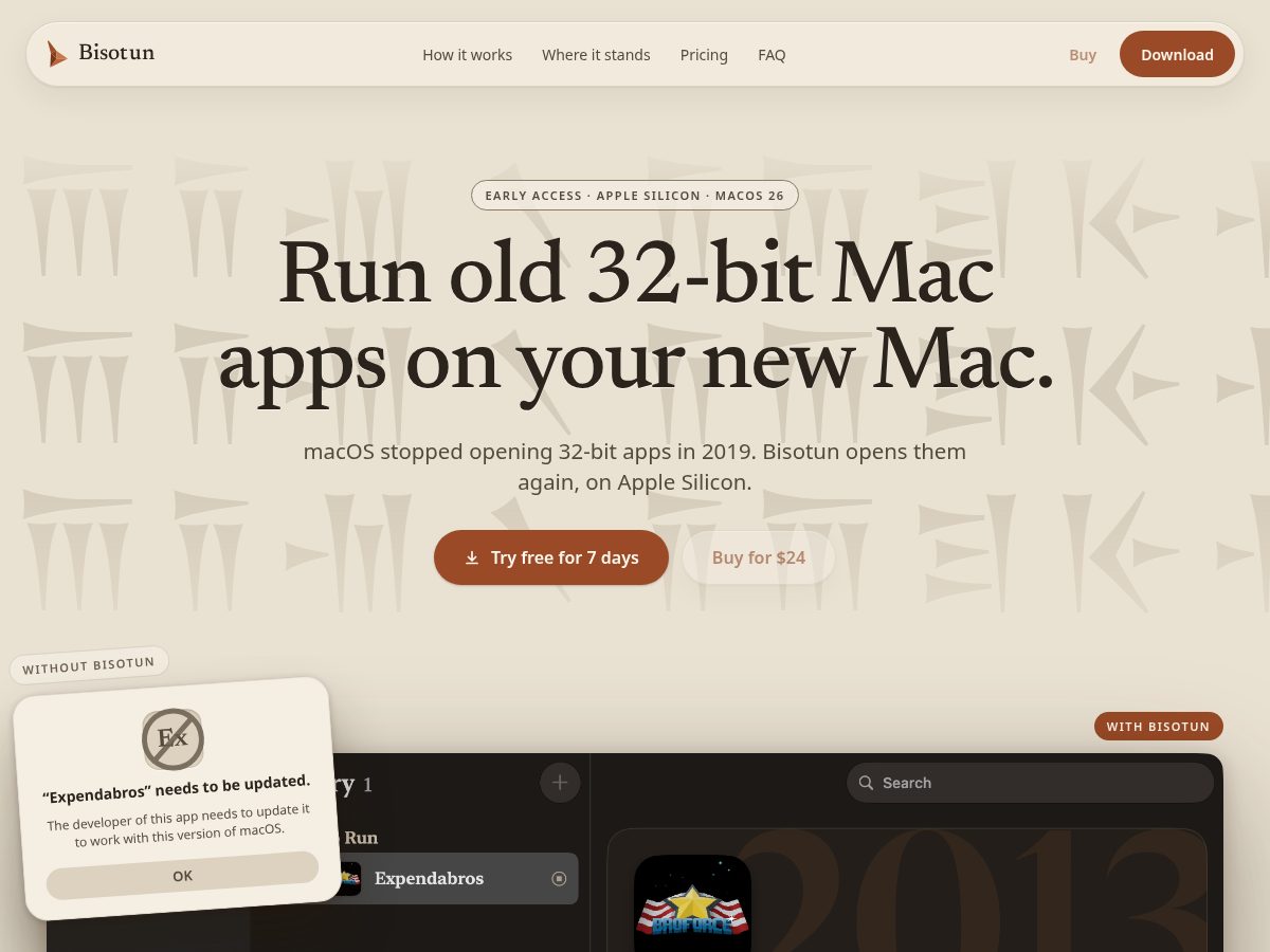 Landing-page snapshot of getbisotun.com