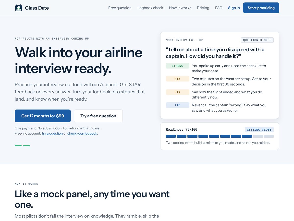 Landing-page snapshot of getclassdate.com