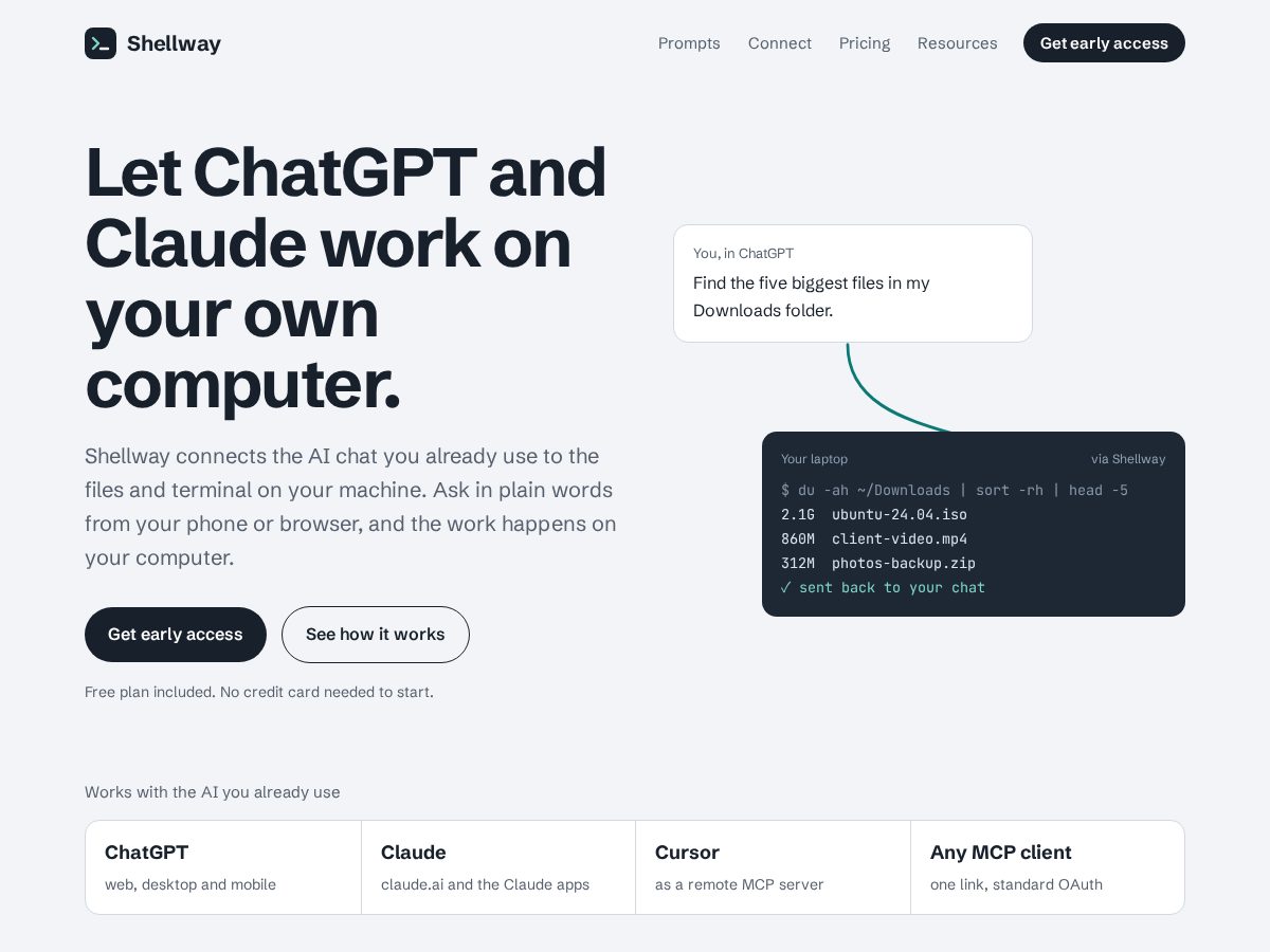 Landing-page snapshot of getshellway.com