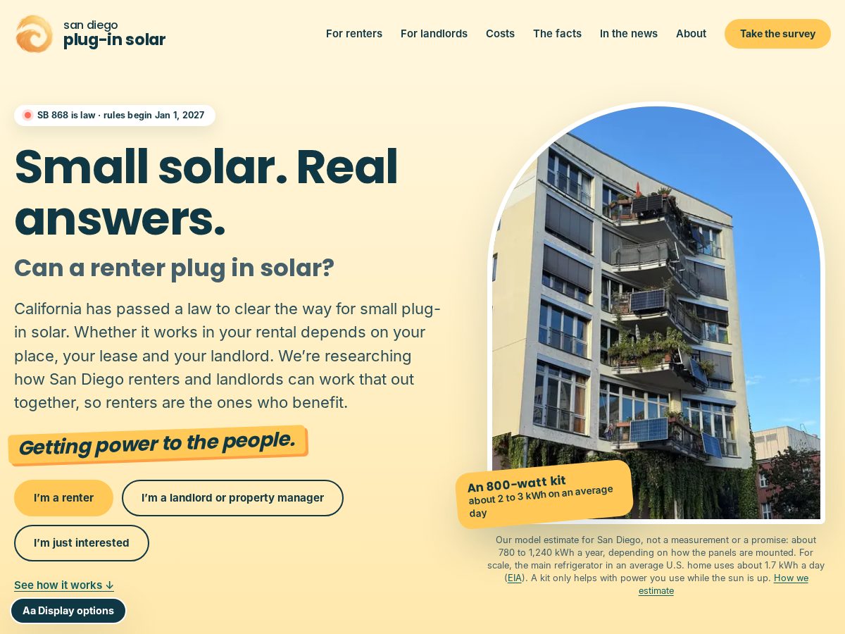 Landing-page snapshot of gettingsolartothepeople.org