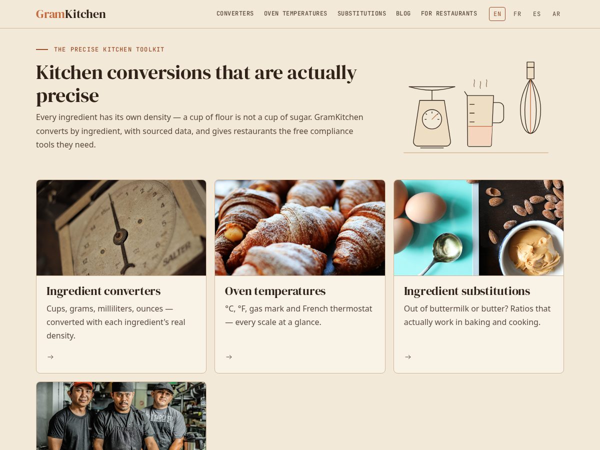 Landing-page snapshot of gramkitchen.com