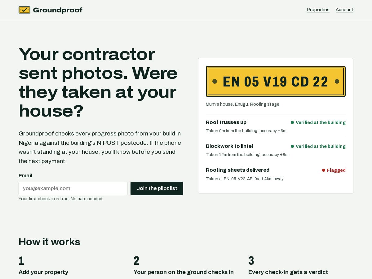 Landing-page snapshot of groundproof.site