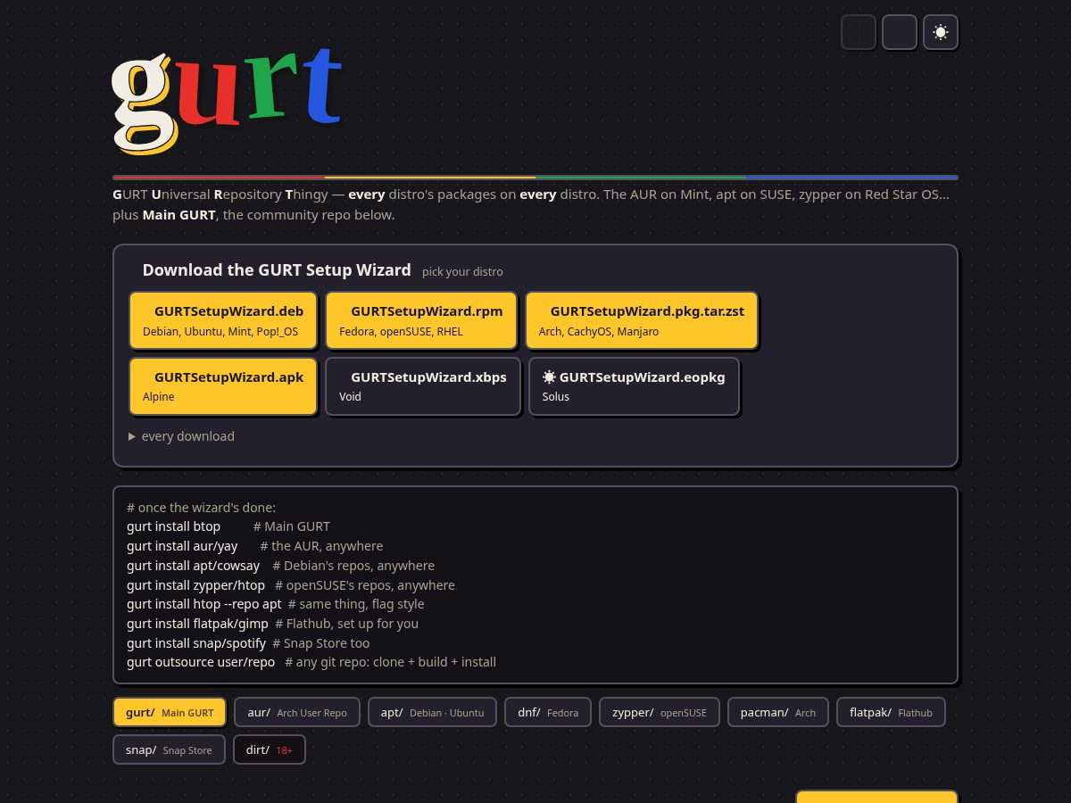 Landing-page snapshot of gurtproject.org
