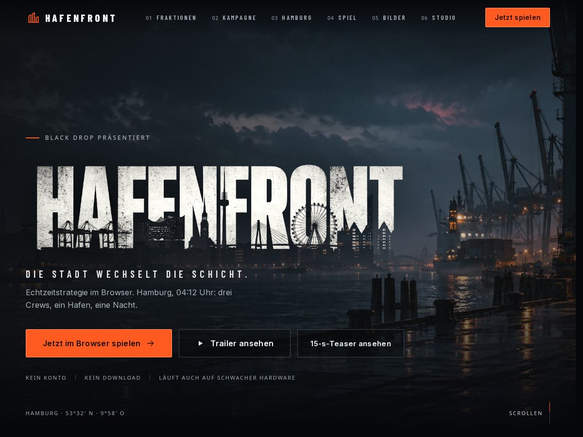 Landing-page snapshot of hafenfront.com