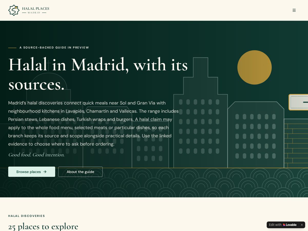 Landing-page snapshot of halalplacesmadrid.com