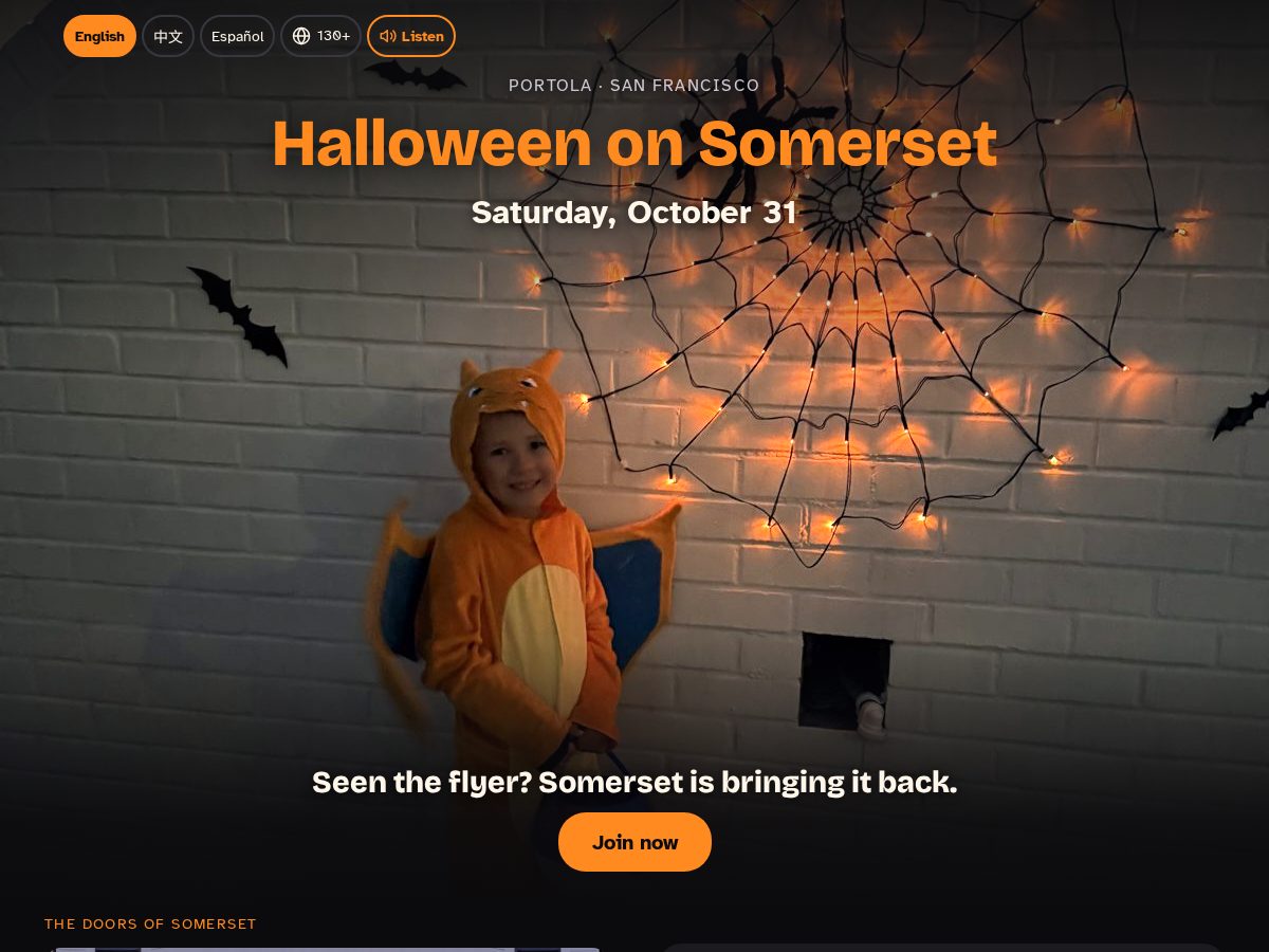 Landing-page snapshot of halloweenonsomerset.com