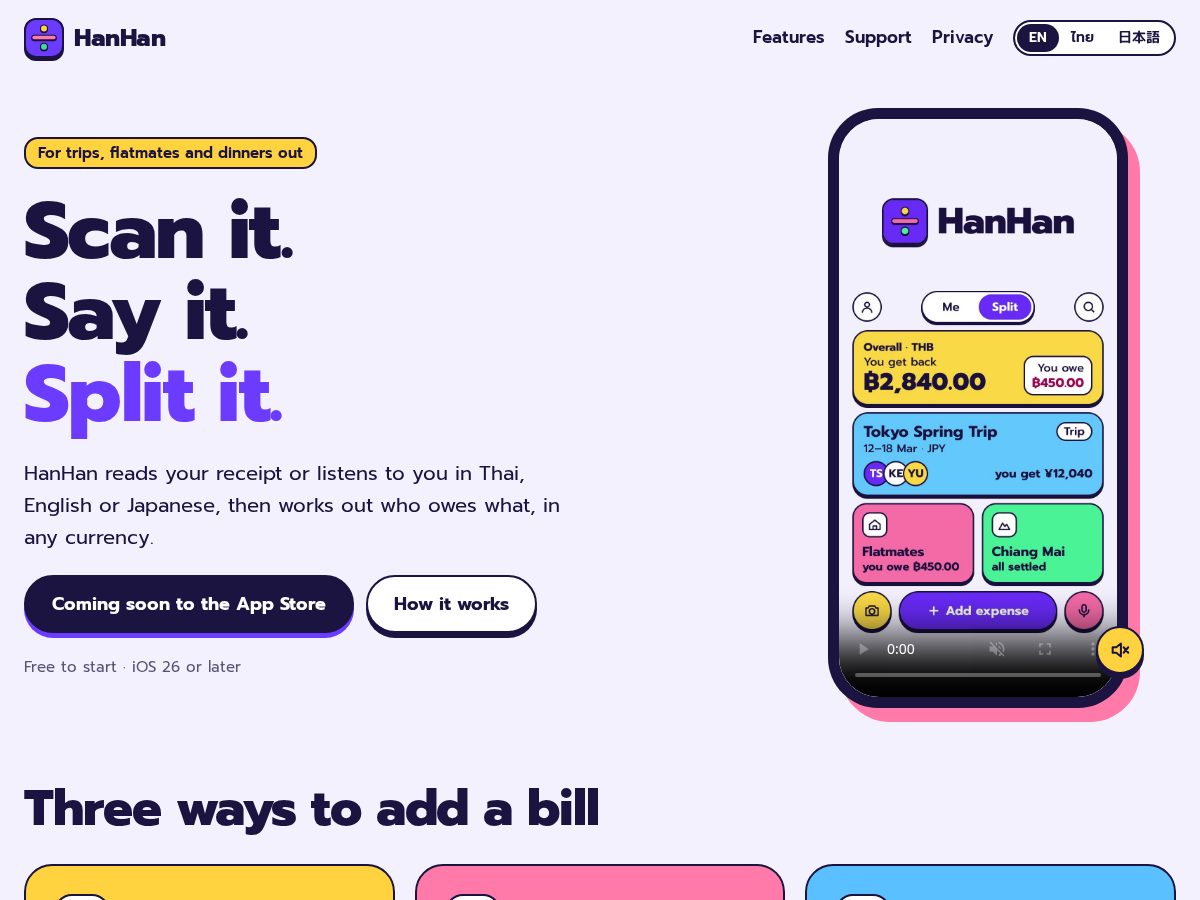 Landing-page snapshot of hanhan.money