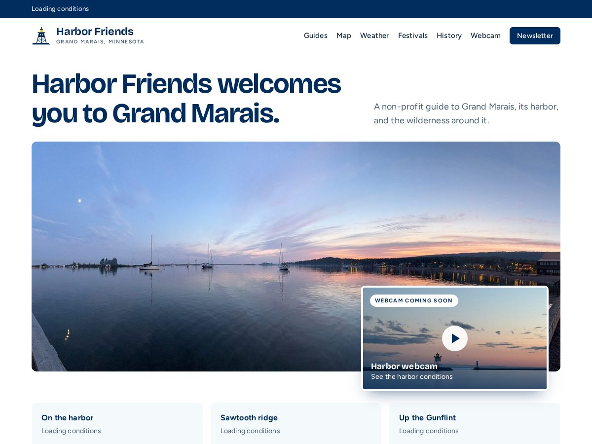 Landing-page snapshot of harborfriends.org
