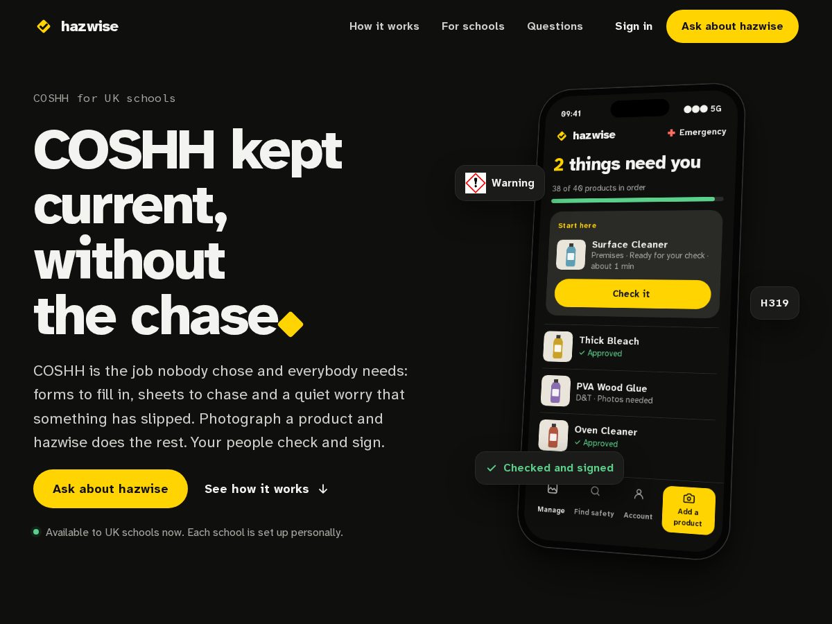Landing-page snapshot of hazwise.org