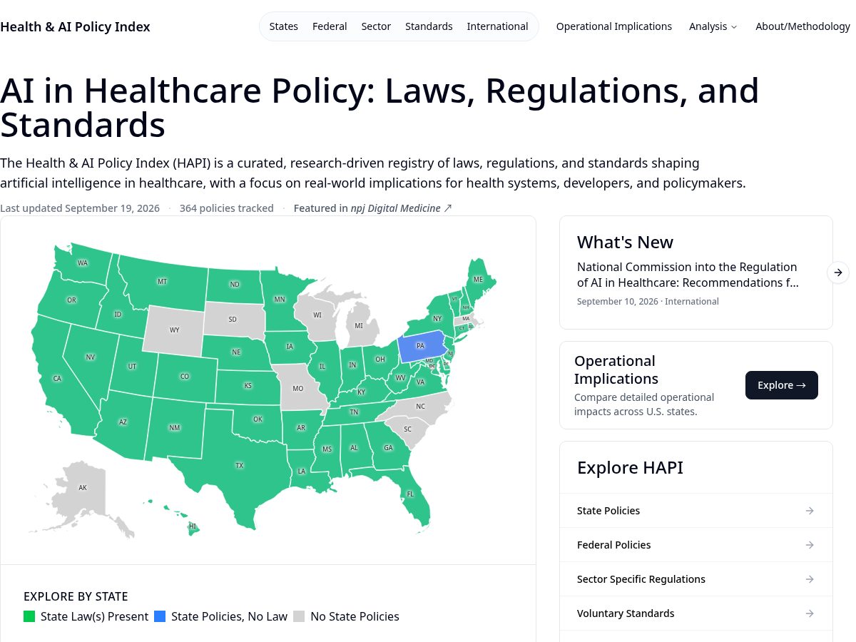 Landing-page snapshot of healthaipolicy.org