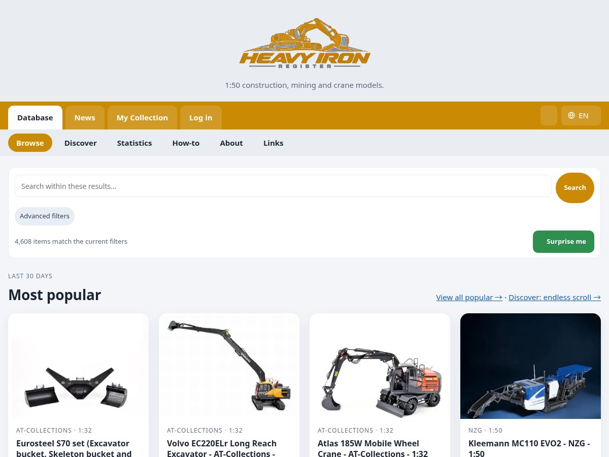 Landing-page snapshot of heavyironregister.com