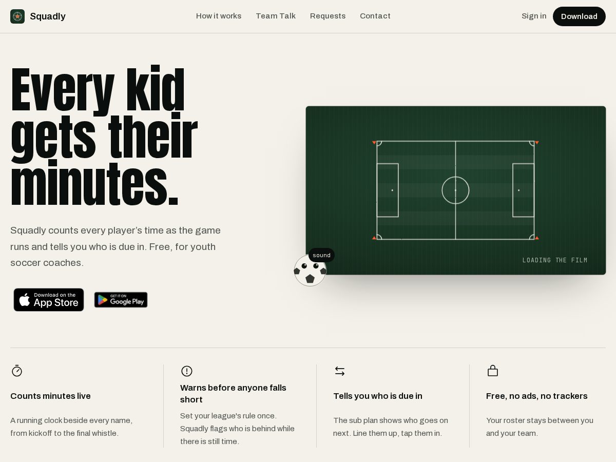 Landing-page snapshot of heysquadly.com