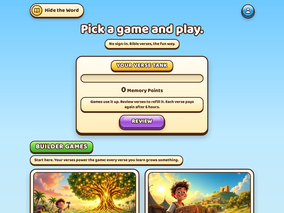 Landing-page snapshot of hidetheword.games