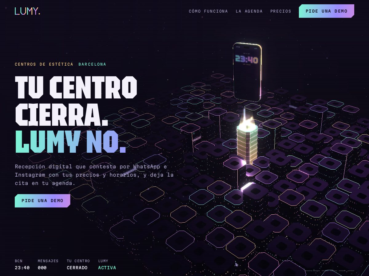 Landing-page snapshot of holalumy.com