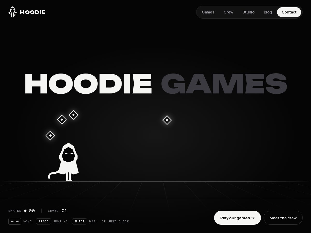 Landing-page snapshot of hoodie.games