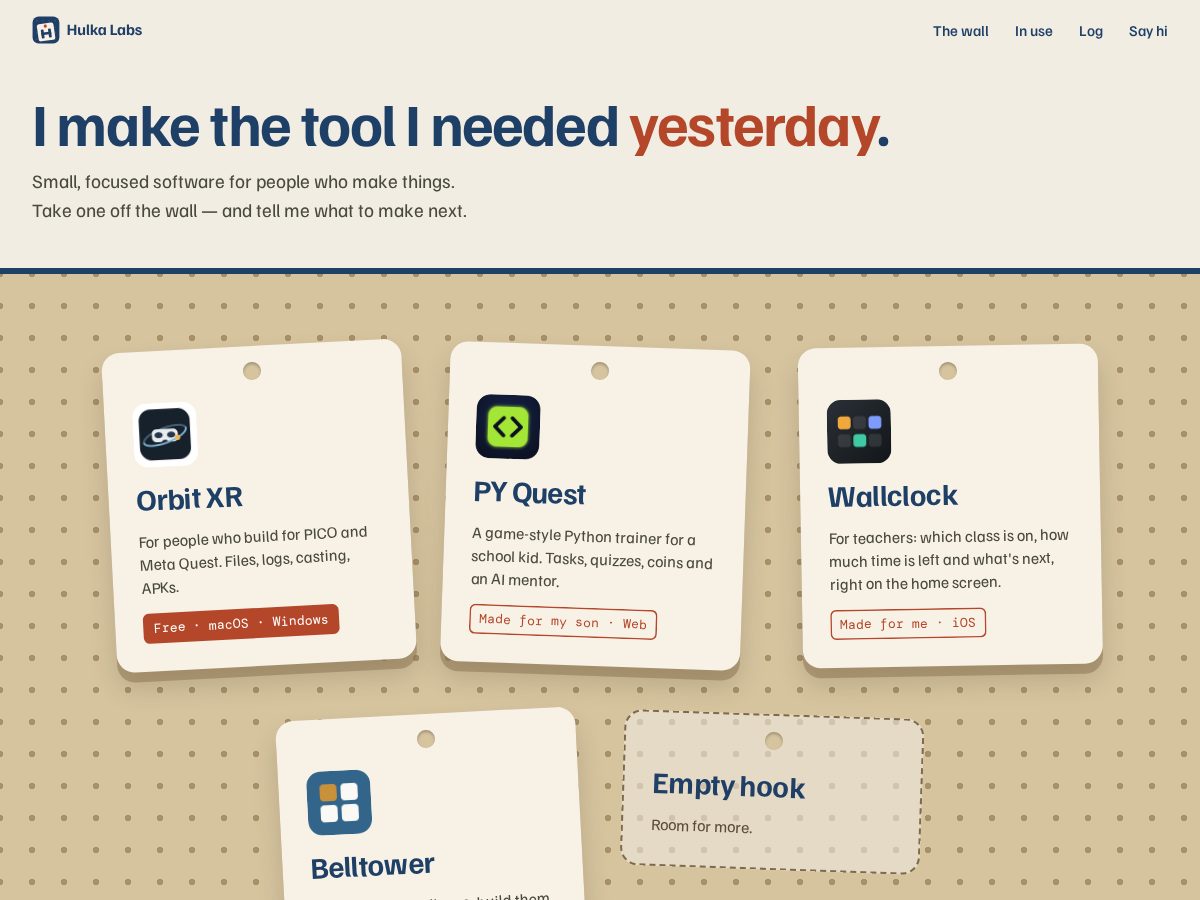 Landing-page snapshot of hulkalabs.com