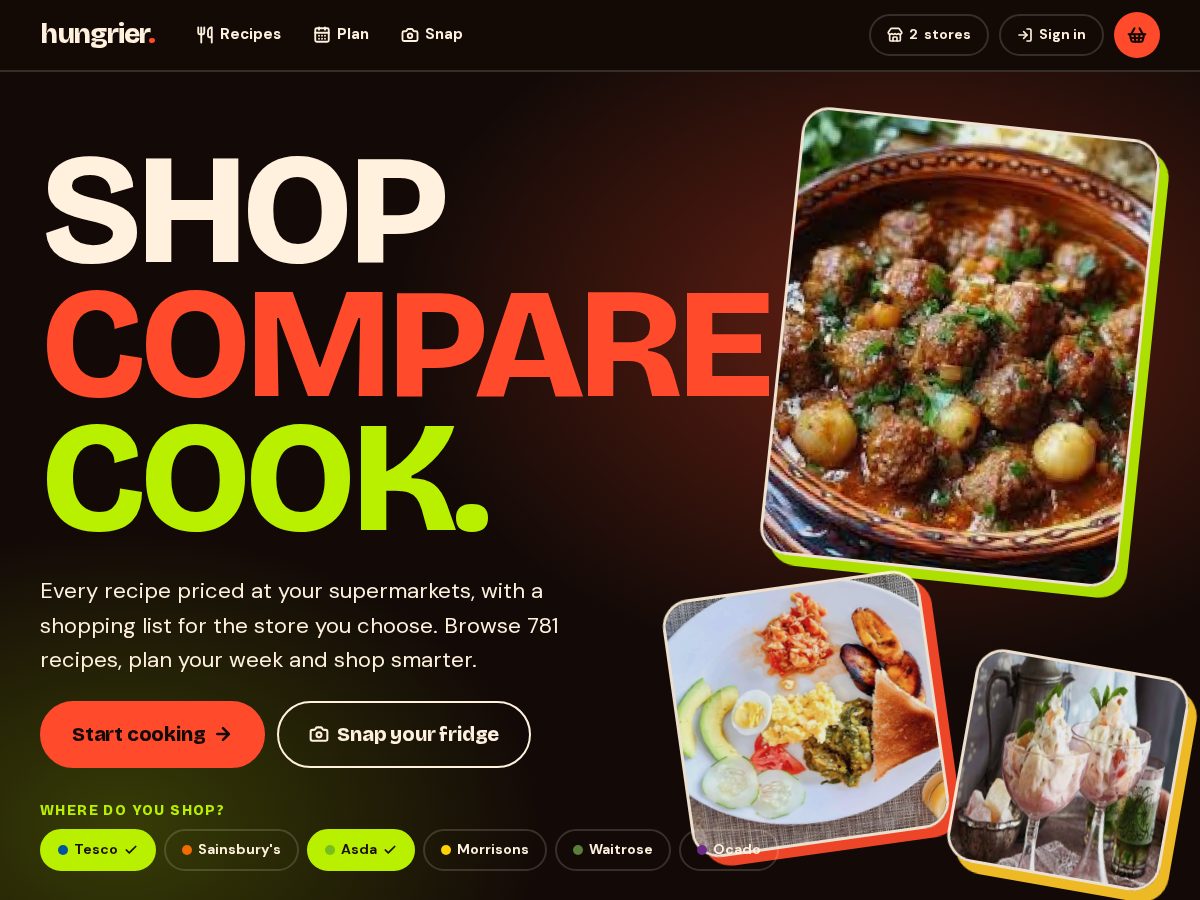 Landing-page snapshot of hungrier.lol
