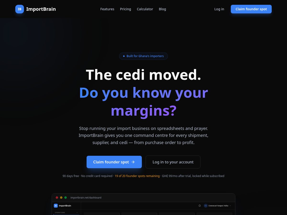 Landing-page snapshot of importbrain.net