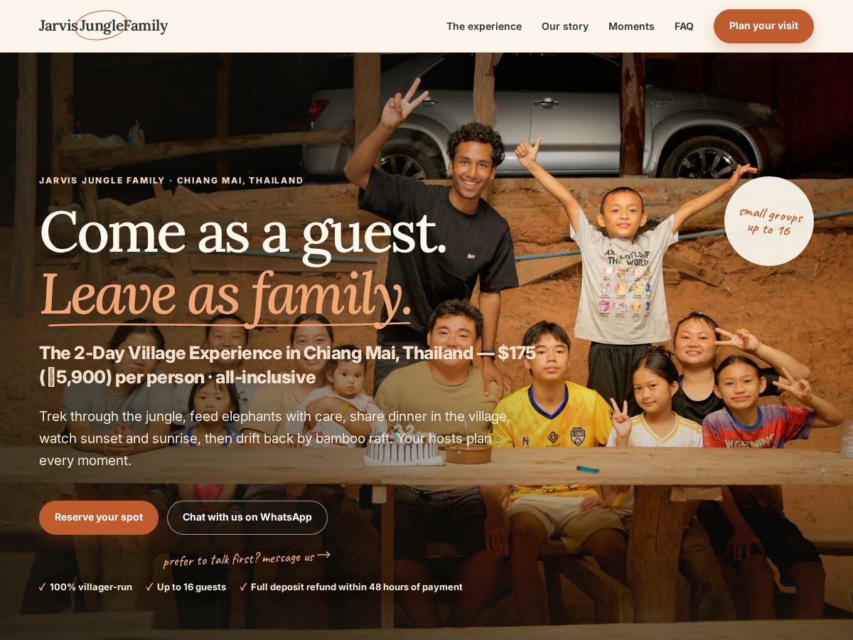 Landing-page snapshot of jarvisjunglefamily.com