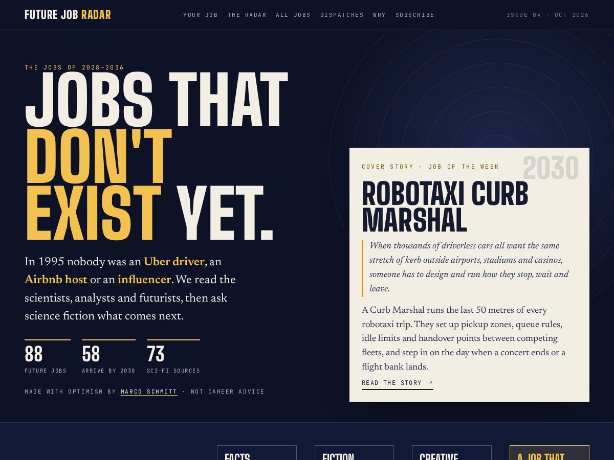 Landing-page snapshot of jobsthatdontexistyet.com
