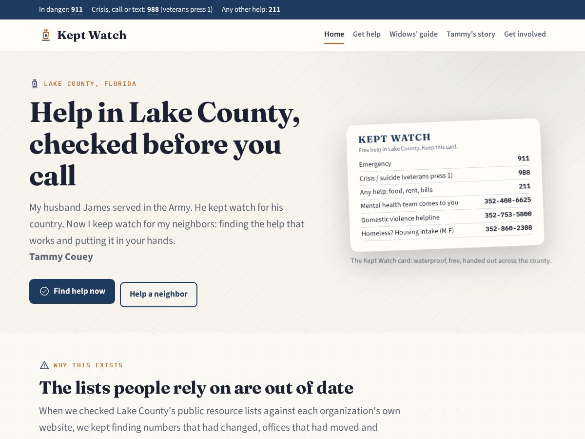 Landing-page snapshot of keptwatch.org